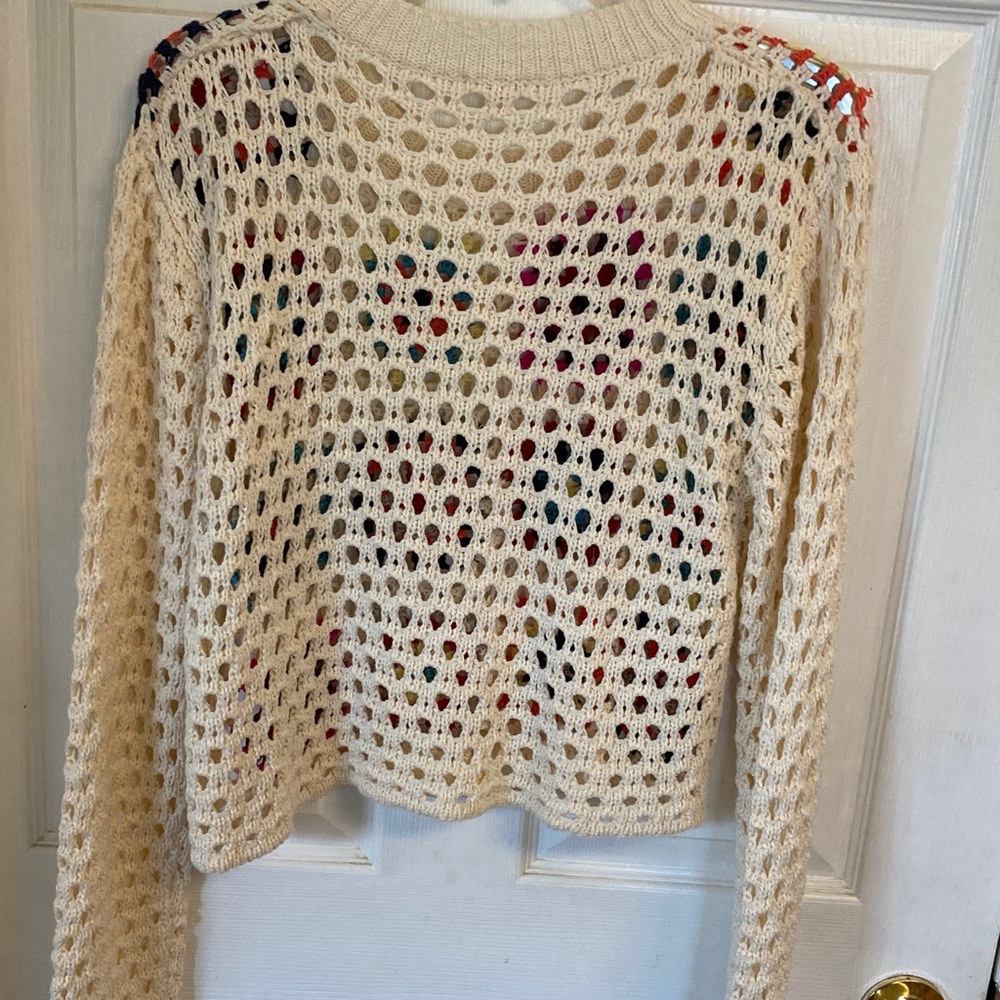 debut Cream Open Knit Sweater in Granny Squares - Picture 6 of 8